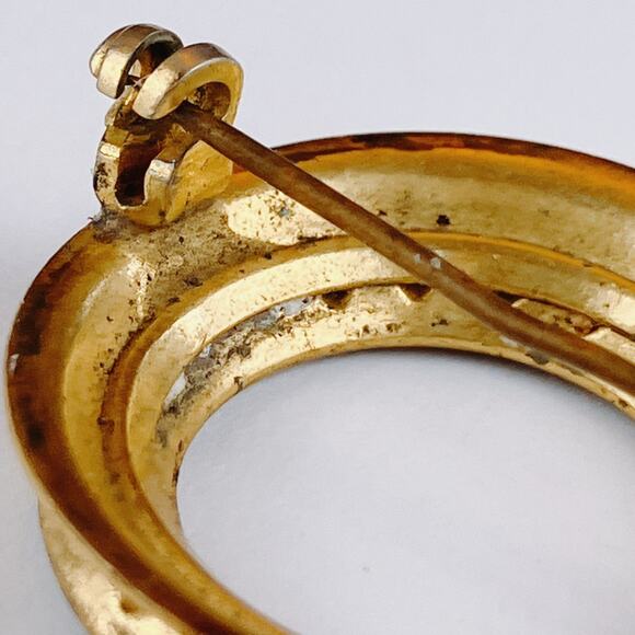 Lot of 3 VTG Brooches Mid Century to 1990s Gold Tone Rhinestone Mix READ - Picture 10 of 12